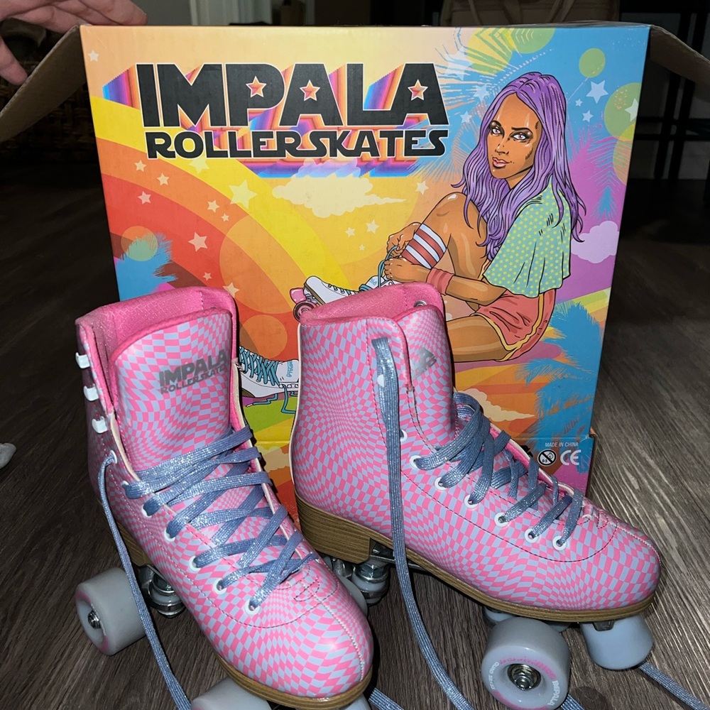 Impala Pink Roller checkered Skates for Women